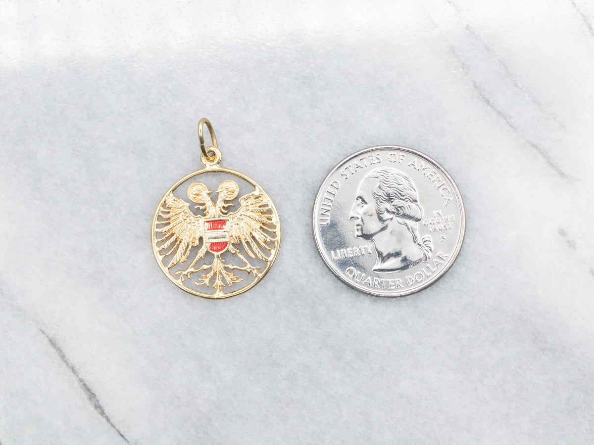 Vintage Gold and Enamel "State of Austria" Pendant