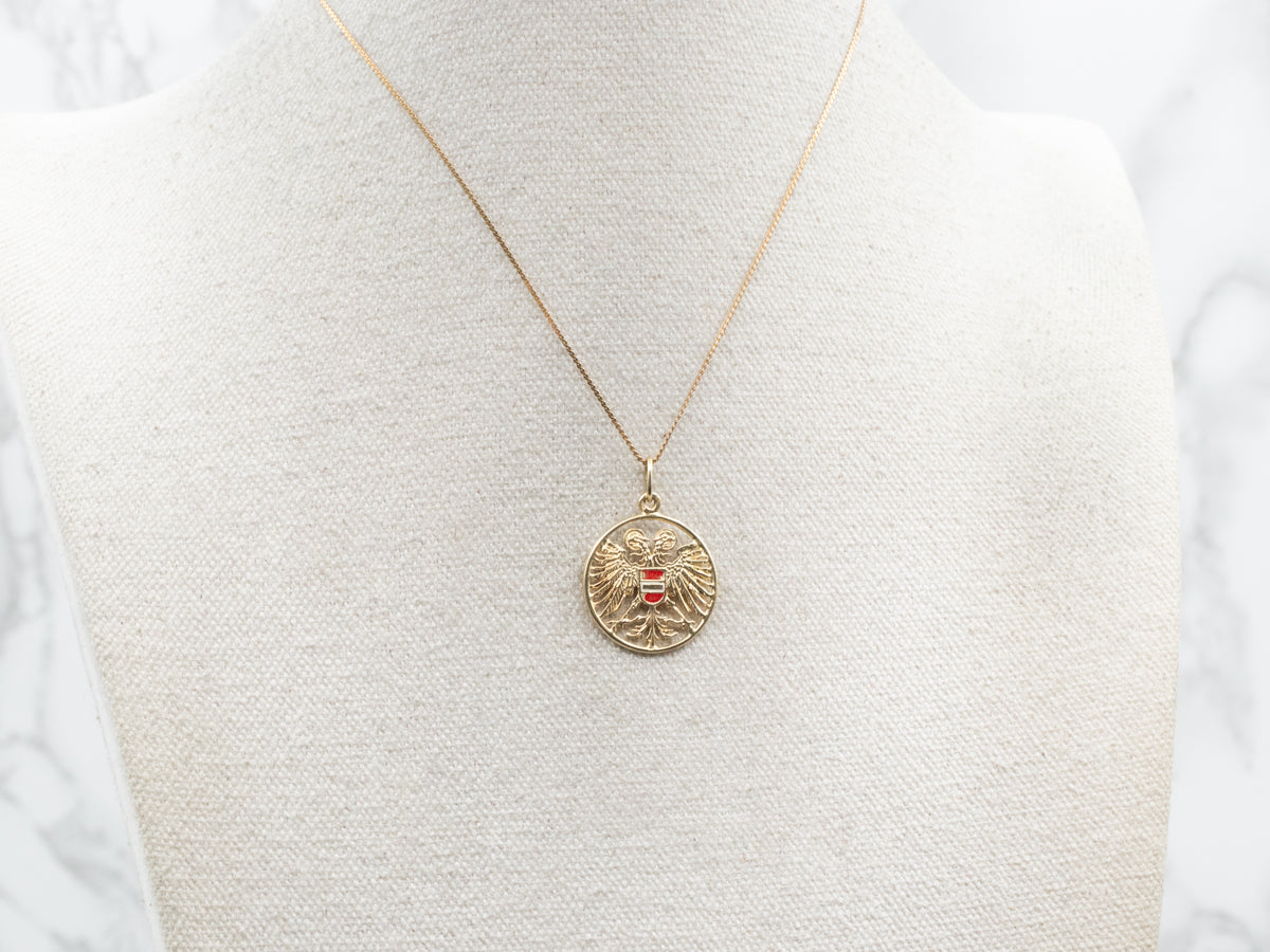 Vintage Gold and Enamel "State of Austria" Pendant