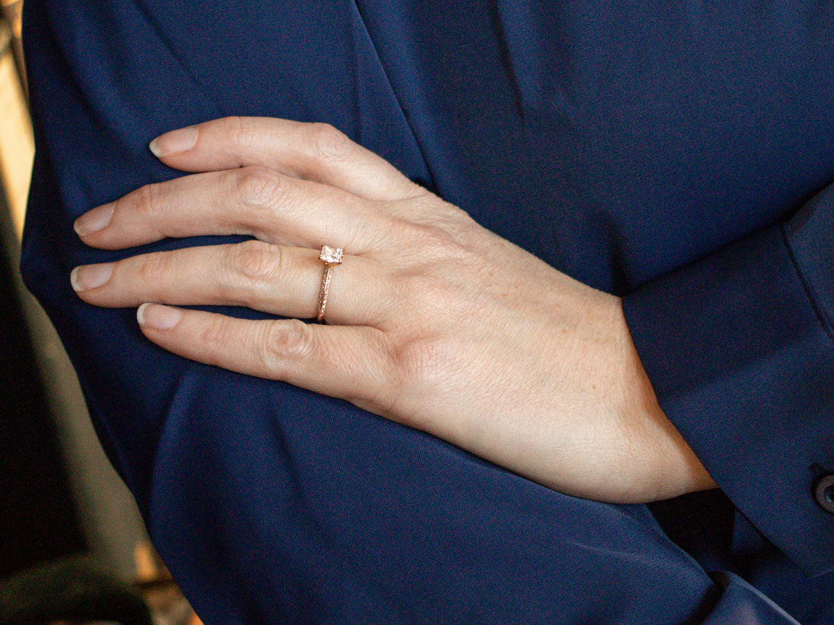 Modern Rose Gold Radiant Cut Diamond Engagement Ring