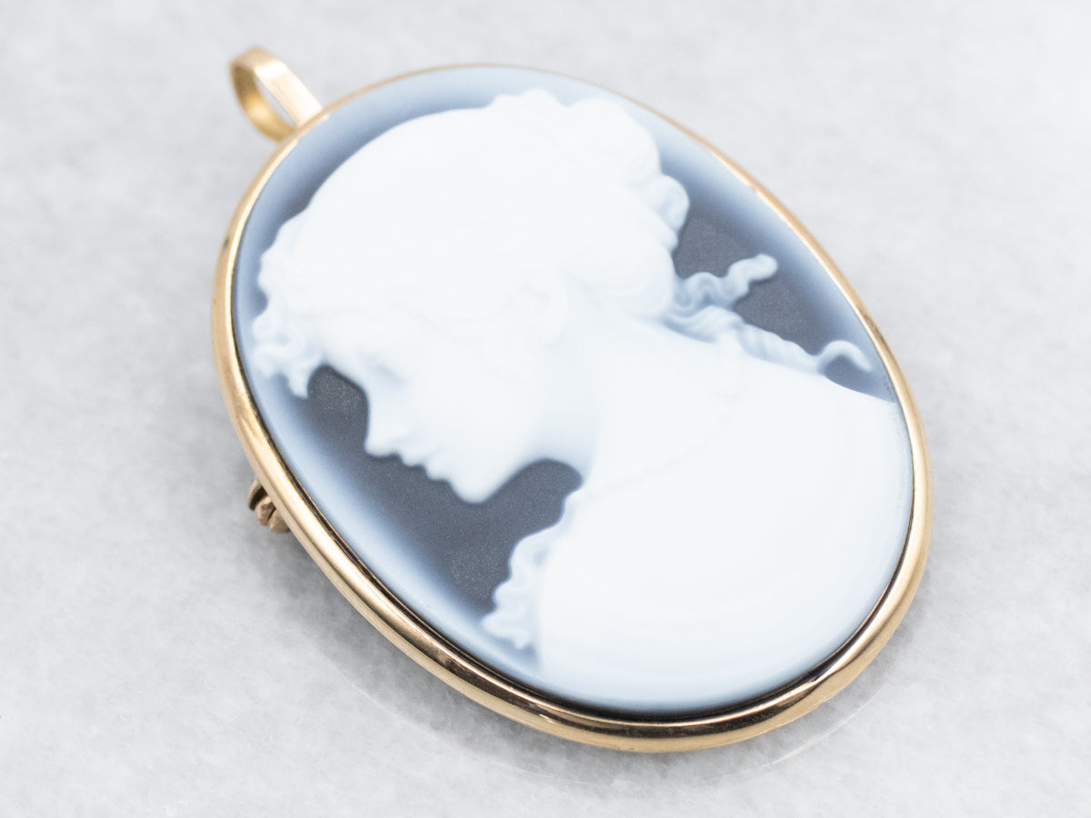 Black and White Cameo Brooch or Pendant