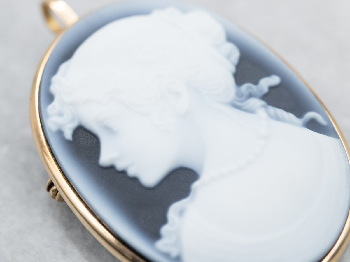 Black and White Cameo Brooch or Pendant