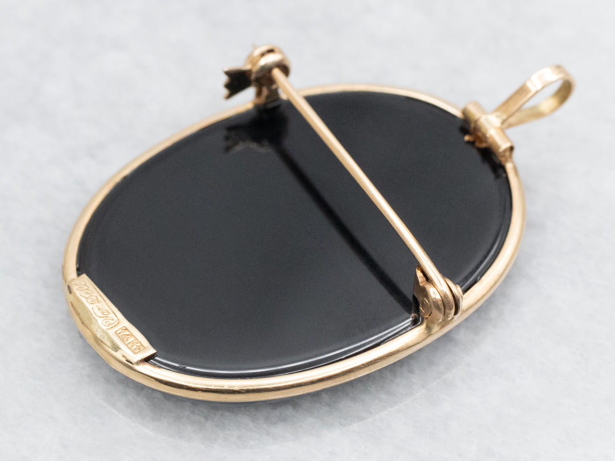 Black and White Cameo Brooch or Pendant