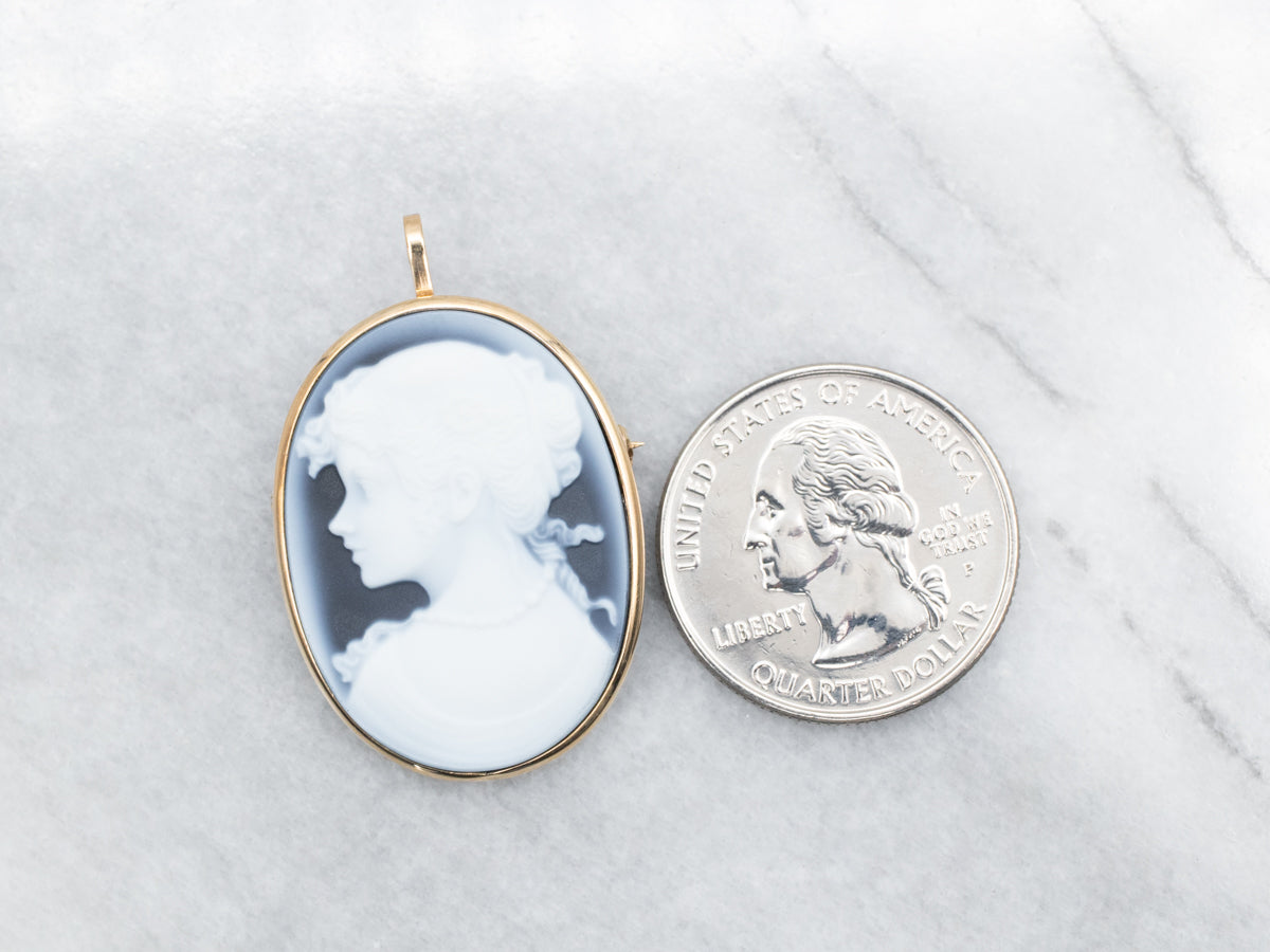 Black and White Cameo Brooch or Pendant