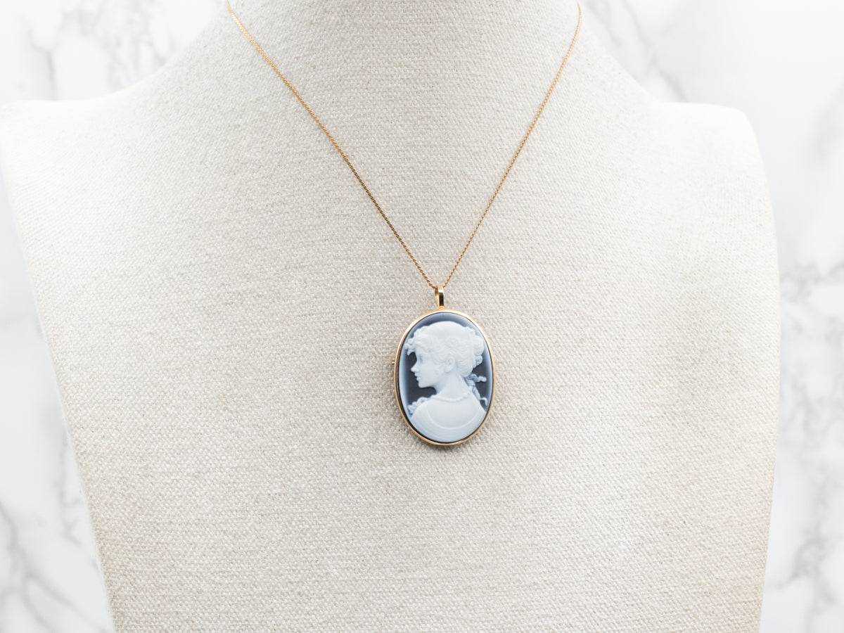 Black and White Cameo Brooch or Pendant