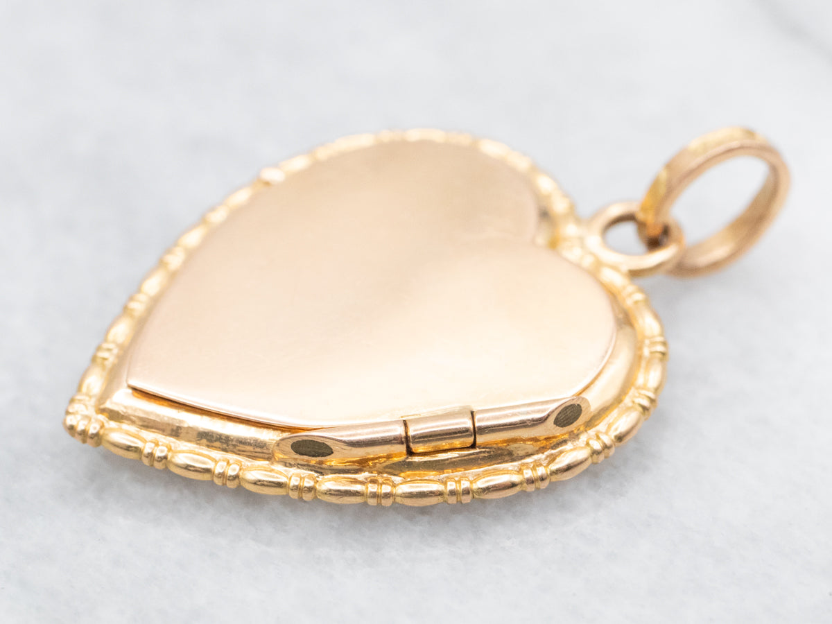 Vintage Heart Shaped Locket with Seed Pearl Accent