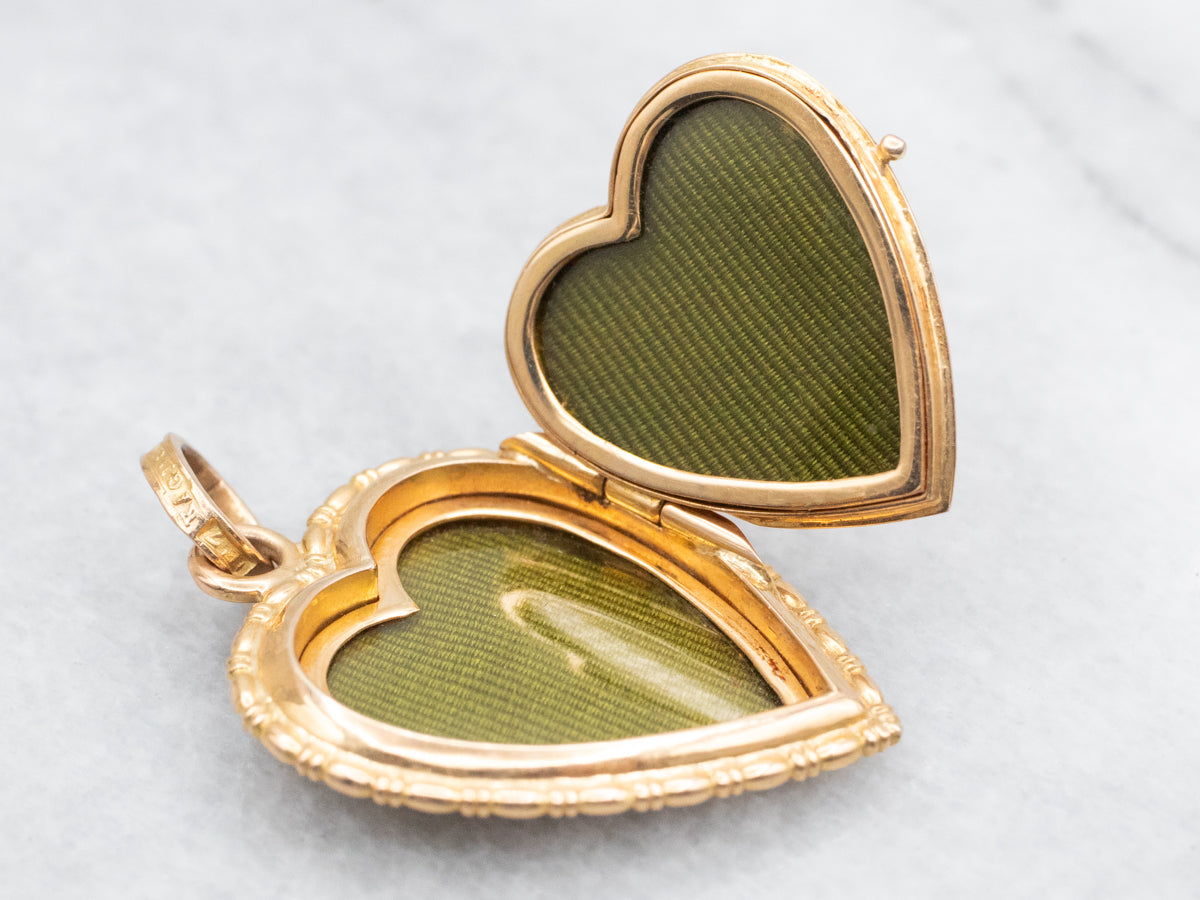 Vintage Heart Shaped Locket with Seed Pearl Accent