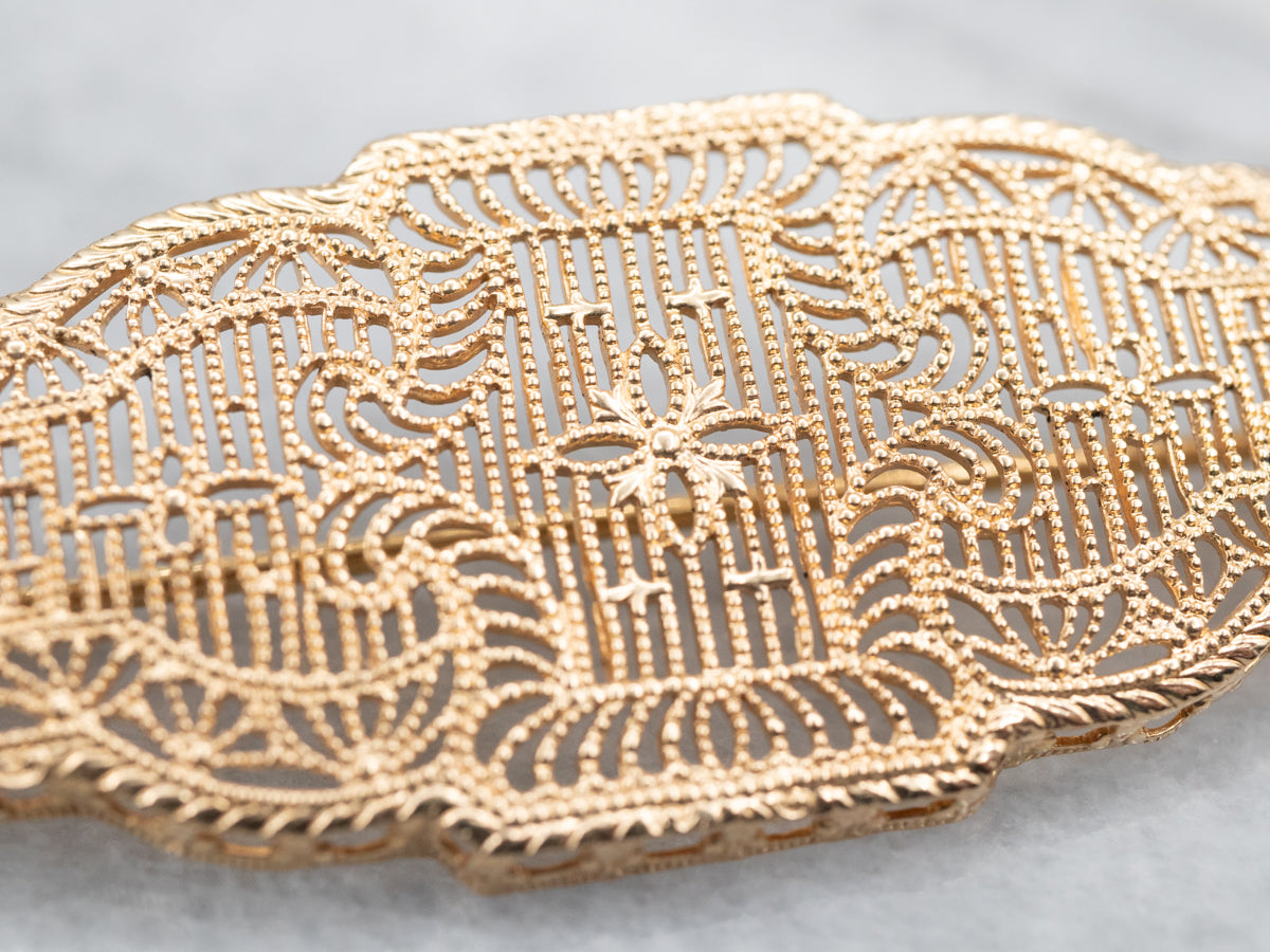 Gorgeous 1920's Floral Filigree Brooch