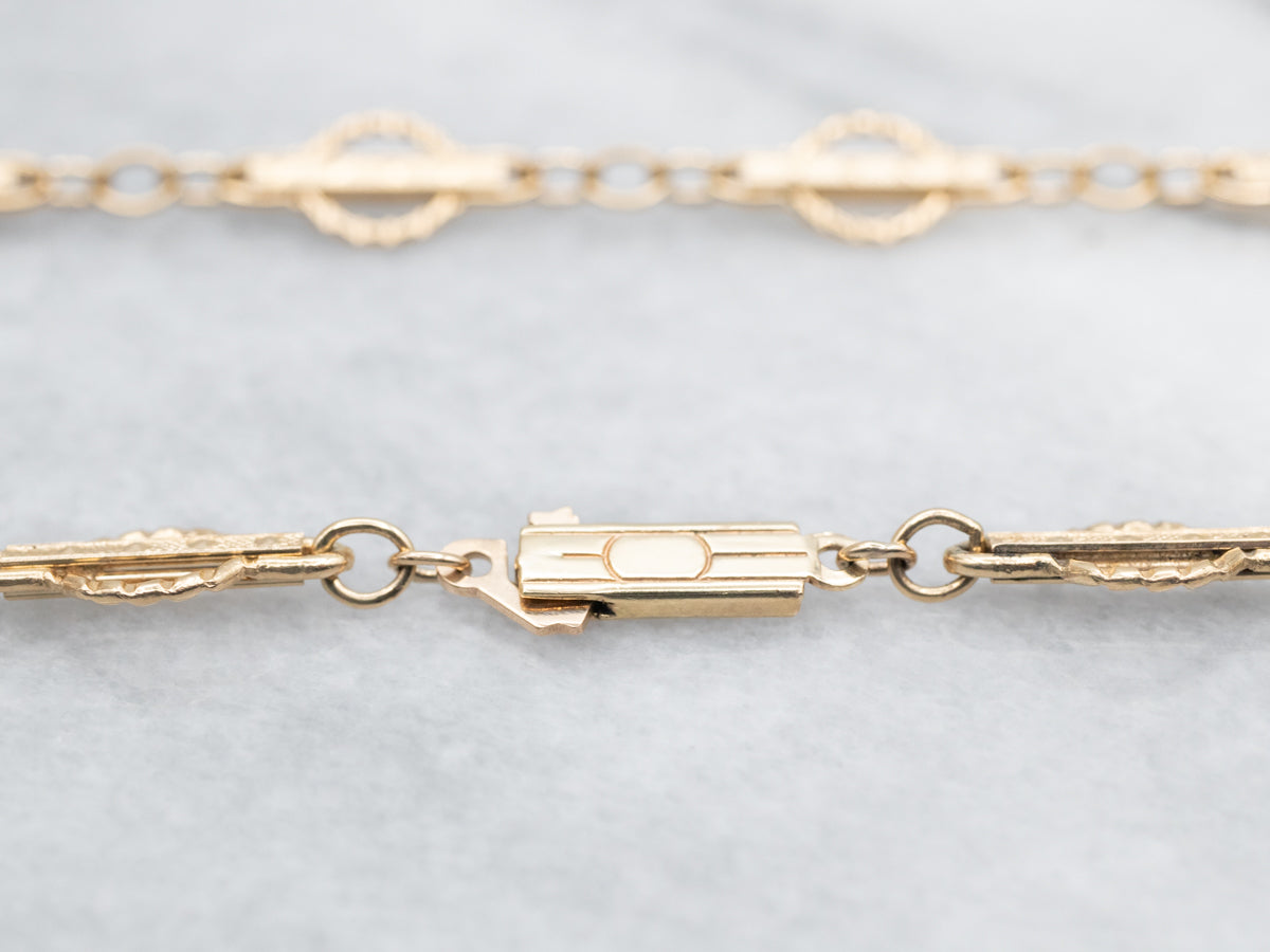 Long Yellow Gold Fancy Link Chain