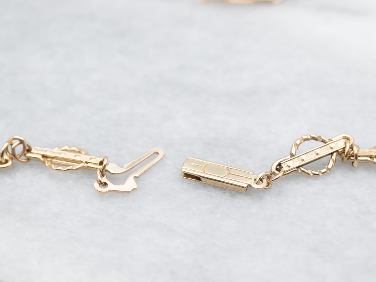 Long Yellow Gold Fancy Link Chain