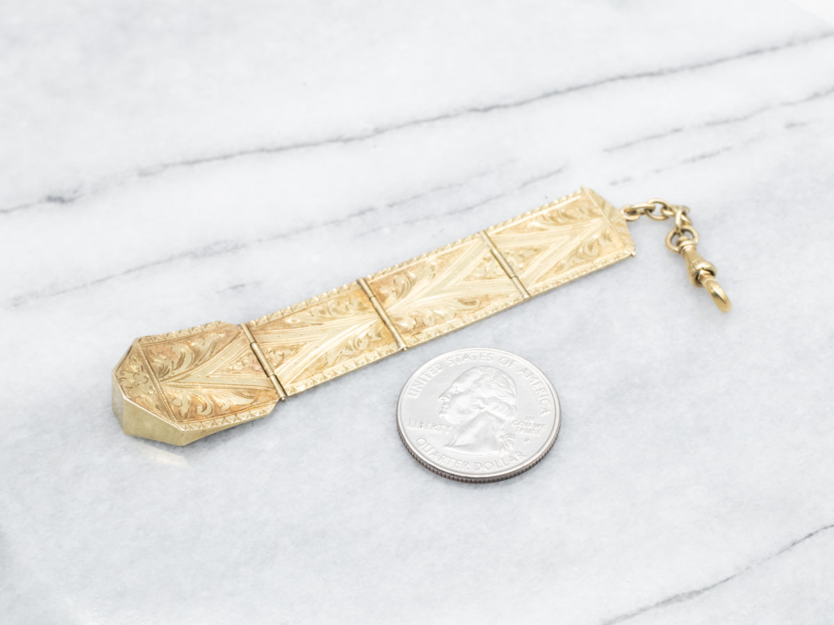 Ornate Etched Panel Antique Pocket Watch Fob