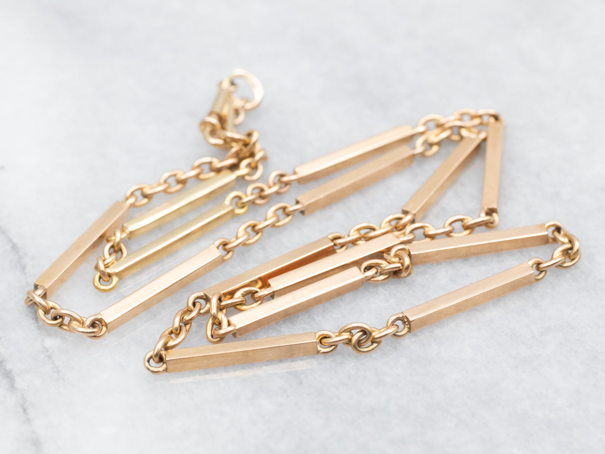 Polished Gold Bar Link Chain