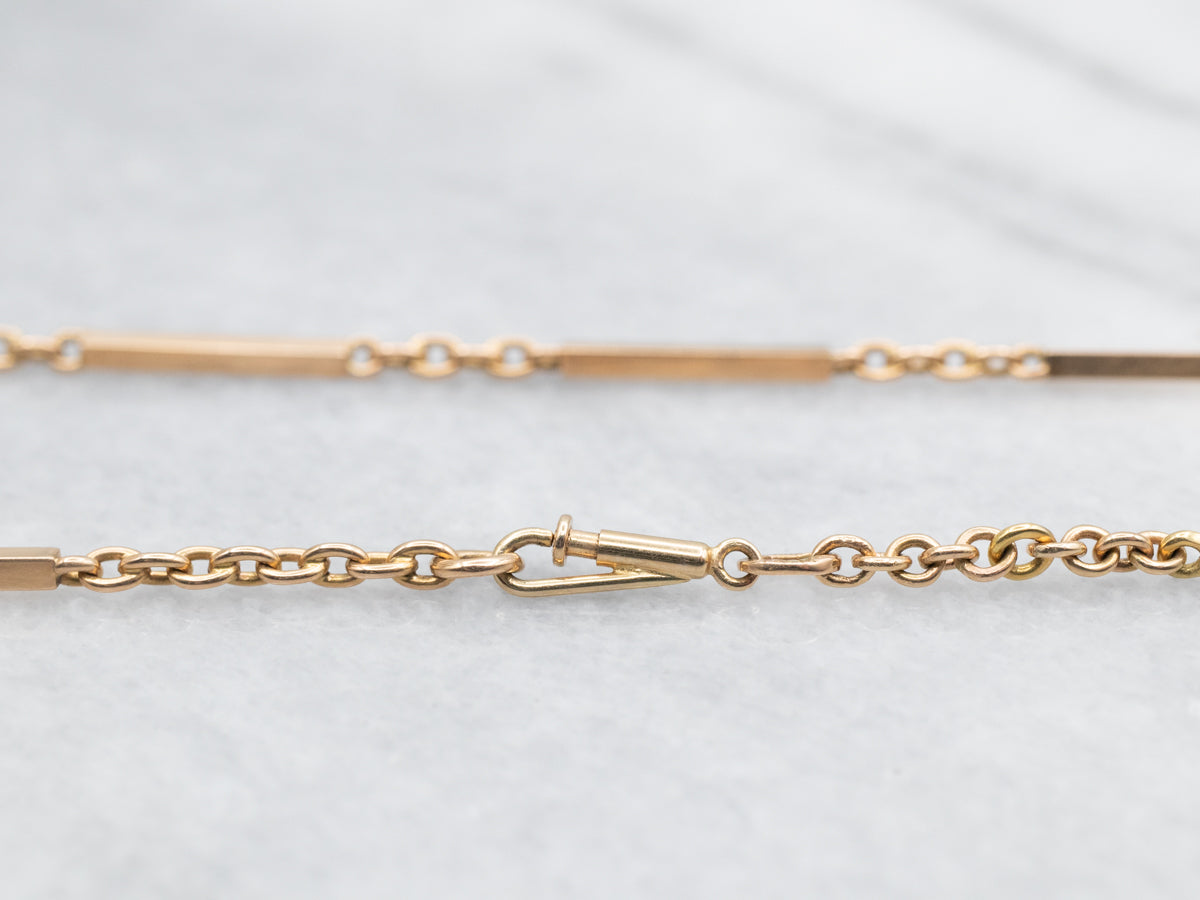 Polished Gold Bar Link Chain