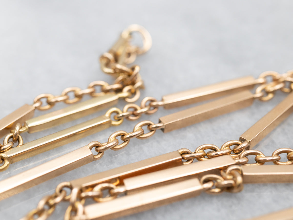 Polished Gold Bar Link Chain