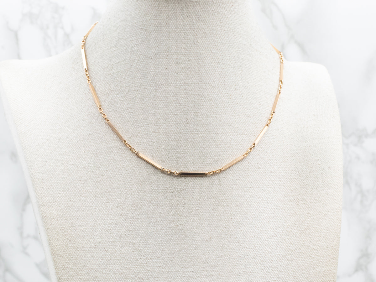 Polished Gold Bar Link Chain