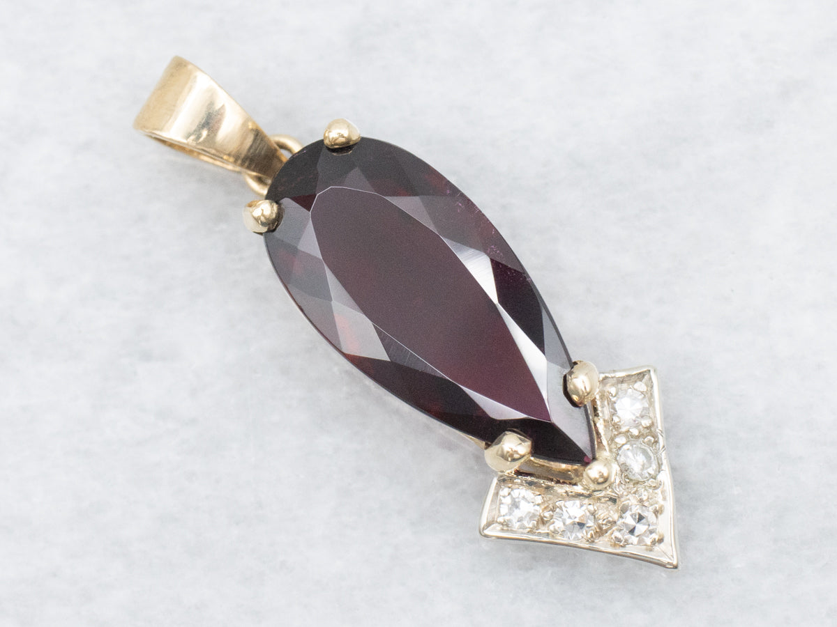 Red Rubellite Tourmaline and Diamond Pendant