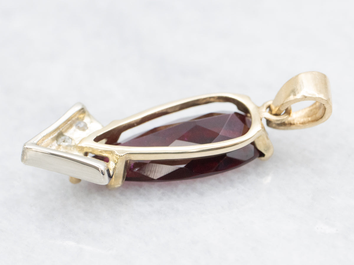 Red Rubellite Tourmaline and Diamond Pendant