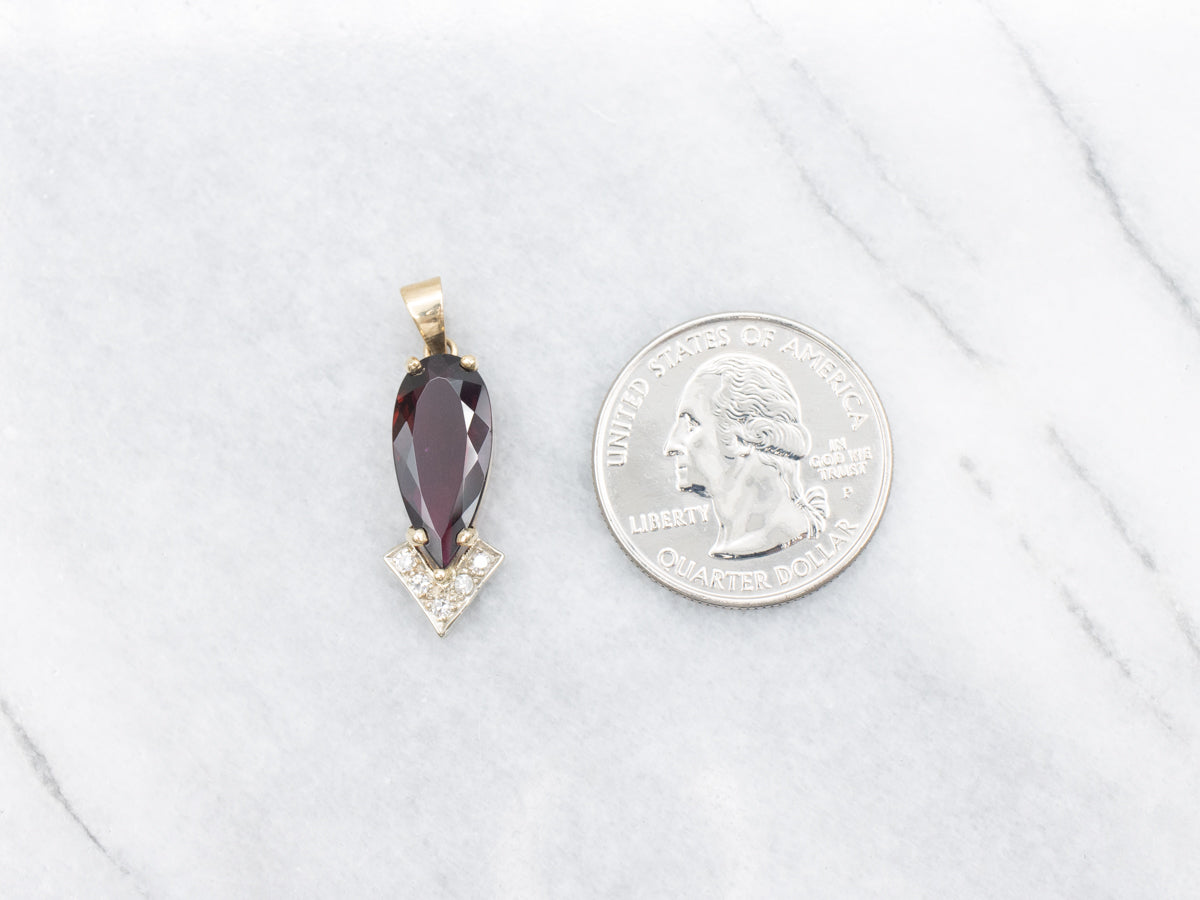 Red Rubellite Tourmaline and Diamond Pendant