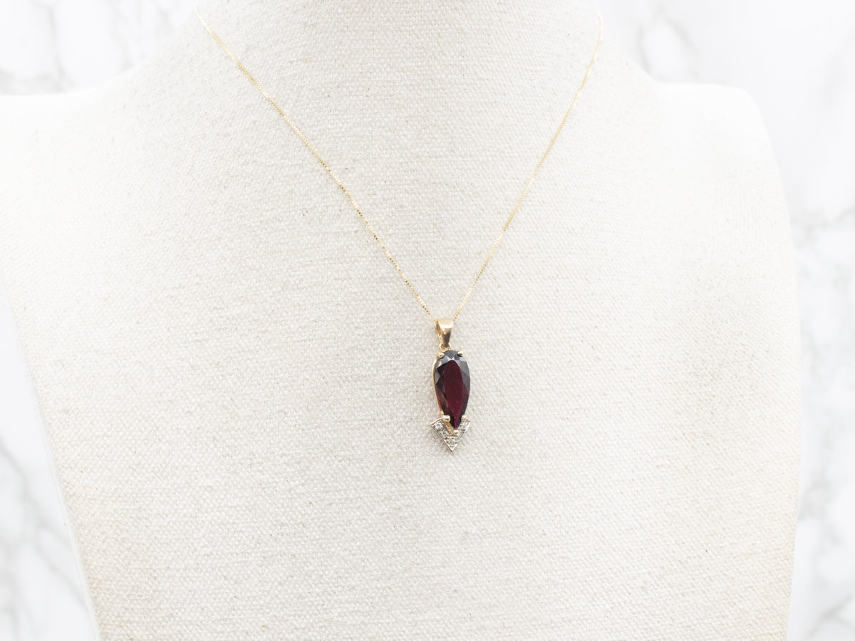 Red Rubellite Tourmaline and Diamond Pendant