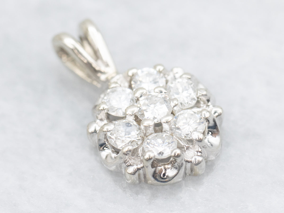 White Gold Brilliant Diamond Cluster Pendant