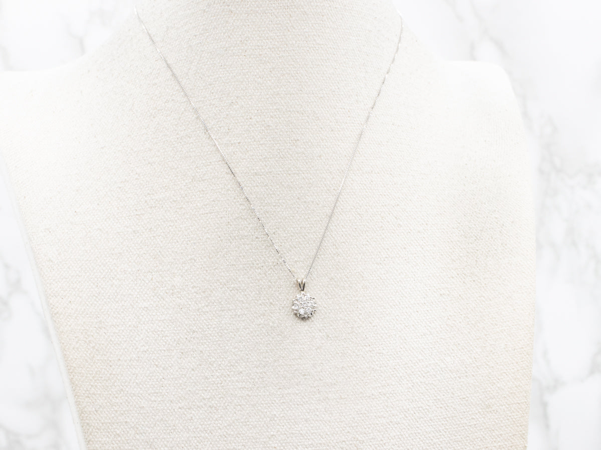 White Gold Brilliant Diamond Cluster Pendant