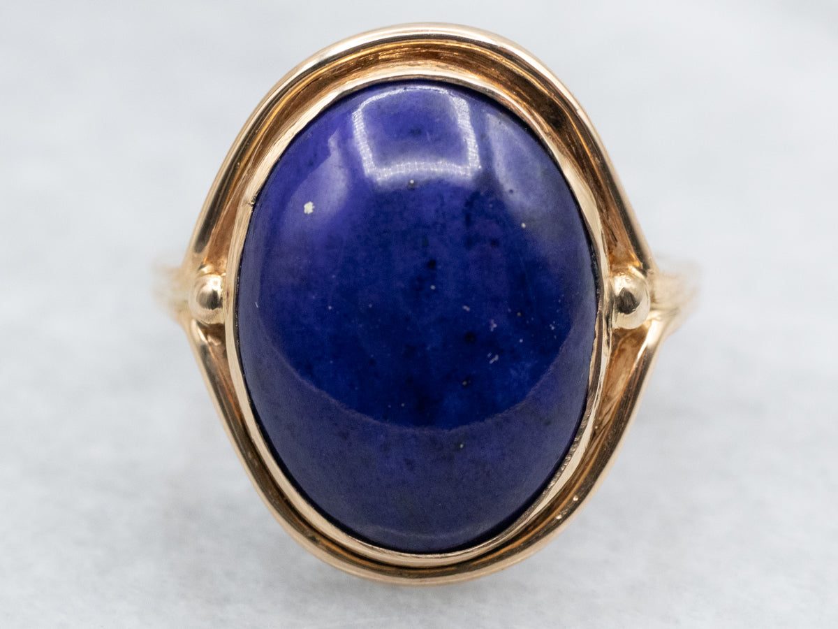 Gold Mid-Century Lapis Solitaire Ring