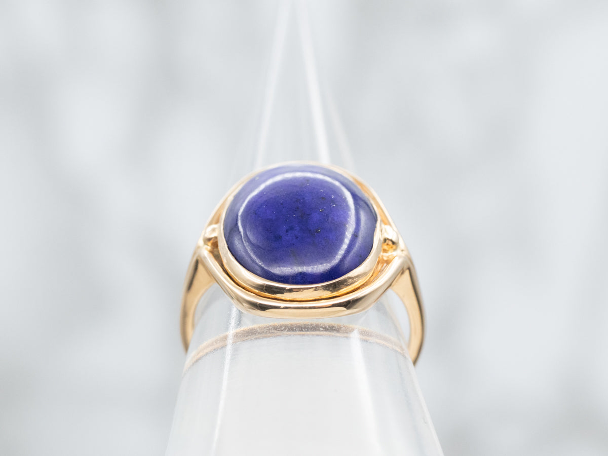 Gold Mid-Century Lapis Solitaire Ring