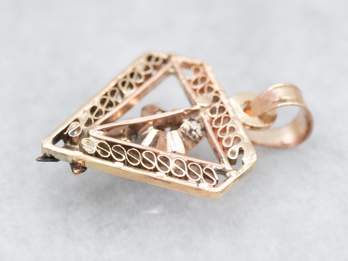 Nouveau Buttercup Set Ruby Filigree Pendant