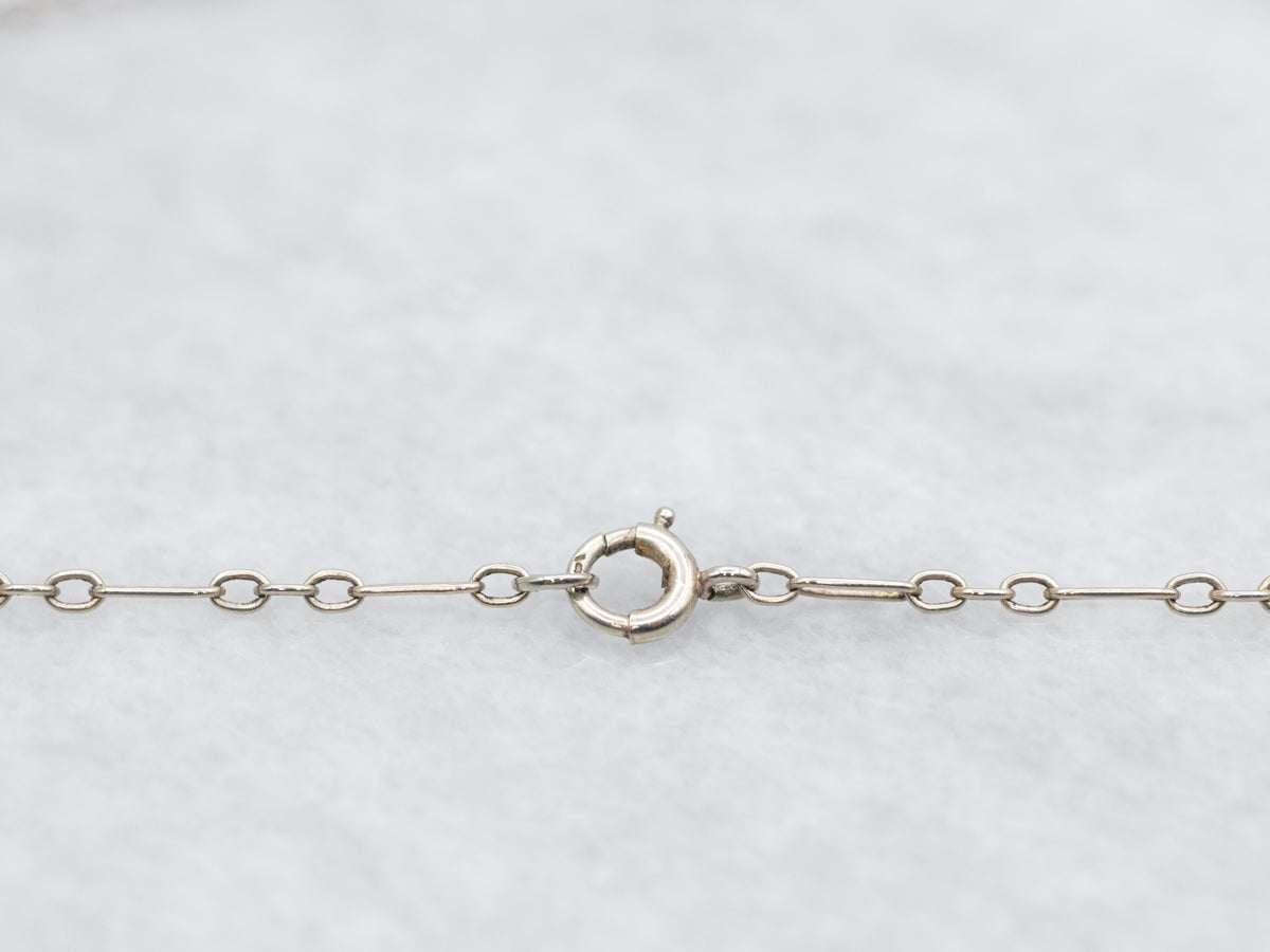 Art Deco Era Green Glass Seed Pearl and Enamel Necklace