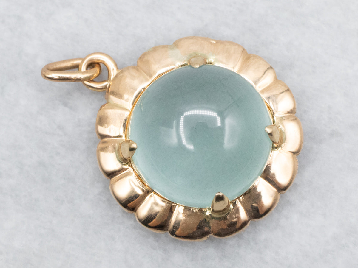 Scalloped Gold Quartz Cabochon Pendant