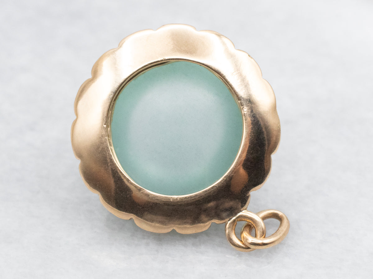 Scalloped Gold Quartz Cabochon Pendant