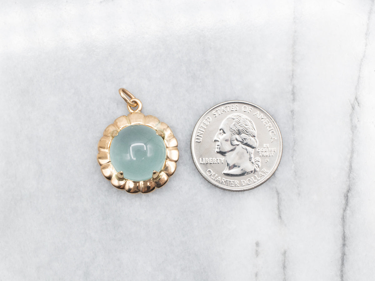 Scalloped Gold Quartz Cabochon Pendant