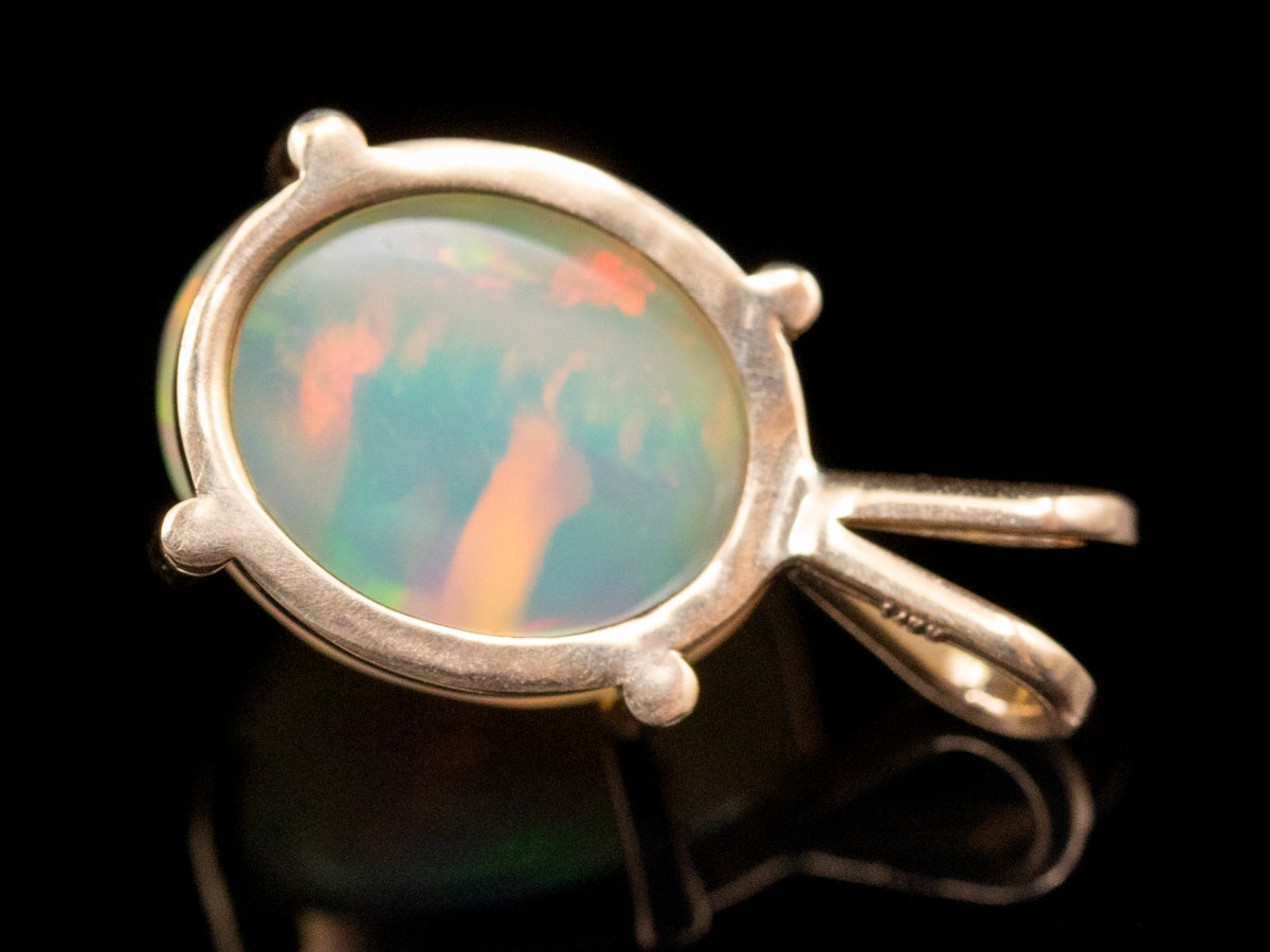 Yellow Gold Opal Solitaire Pendant