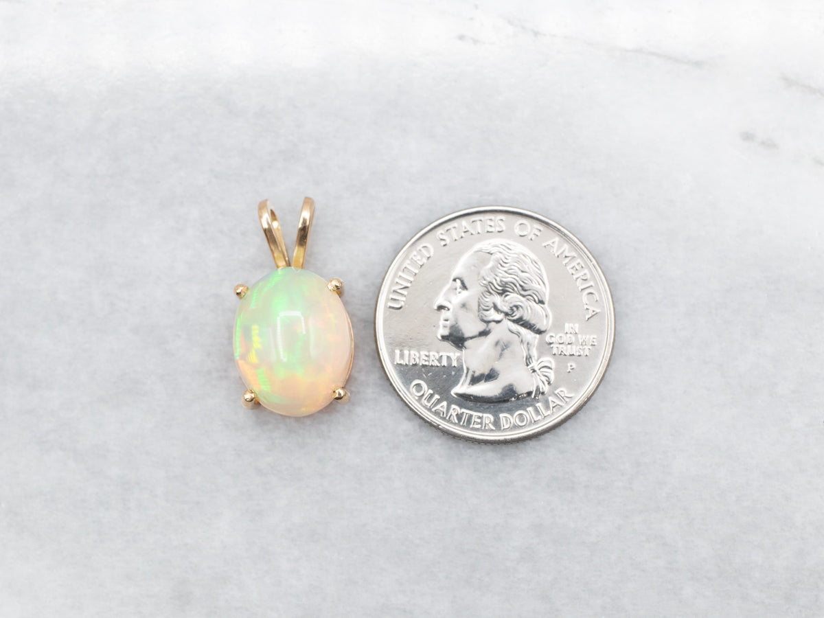 Yellow Gold Opal Solitaire Pendant