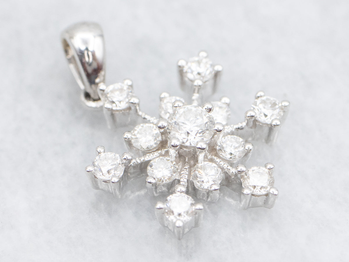 White Gold Diamond Snowflake Pendant