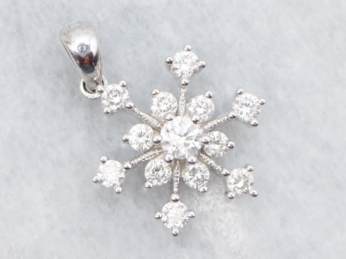 White Gold Diamond Snowflake Pendant