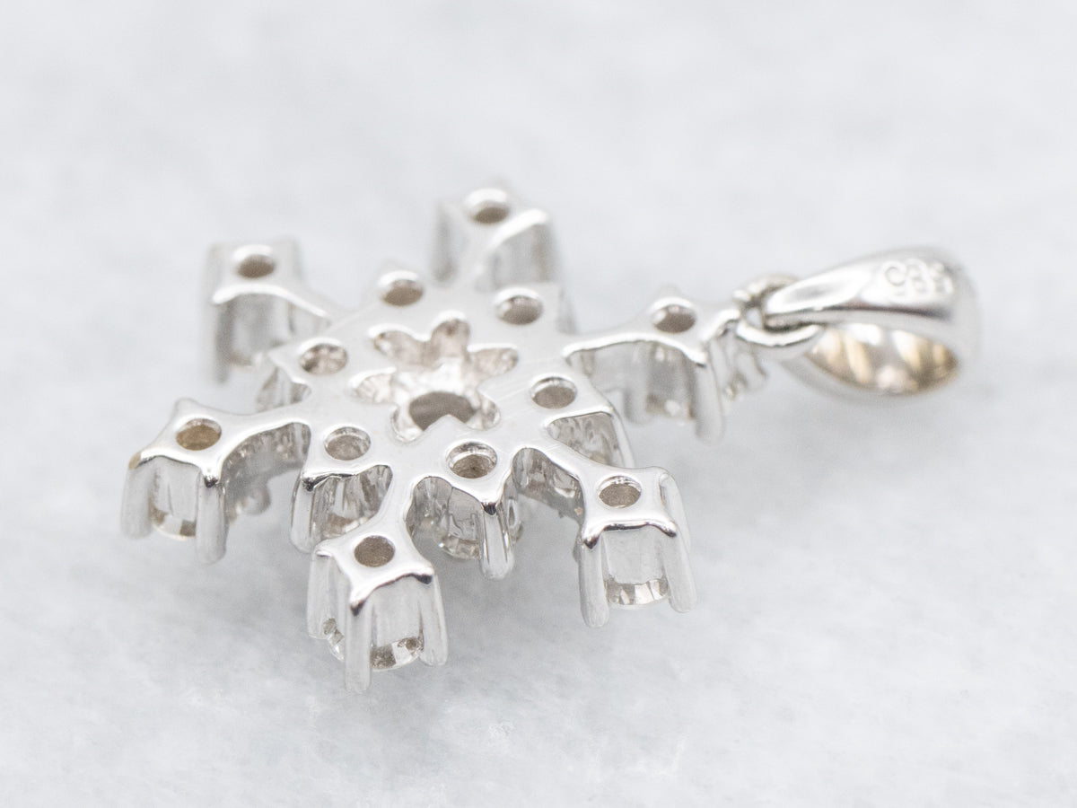 White Gold Diamond Snowflake Pendant