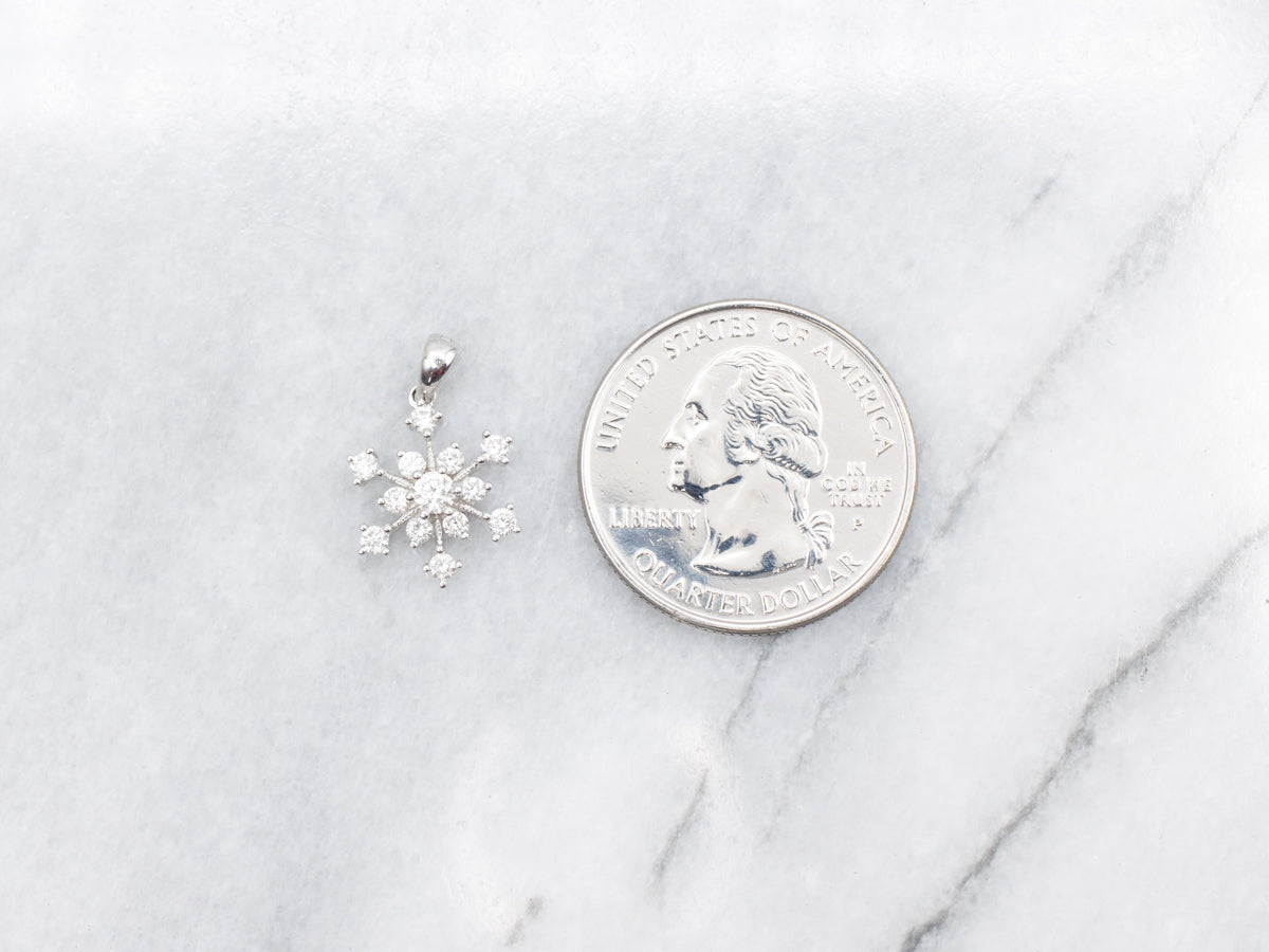 White Gold Diamond Snowflake Pendant