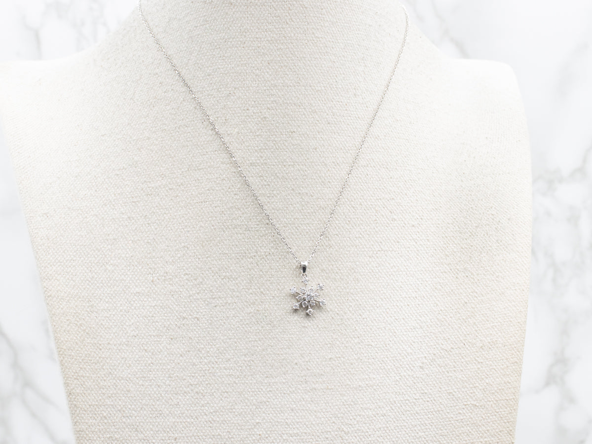 White Gold Diamond Snowflake Pendant