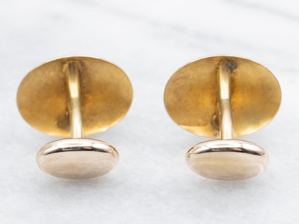 Exceptional Victorian Old English Engraved "C" Rose Gold Cufflinks