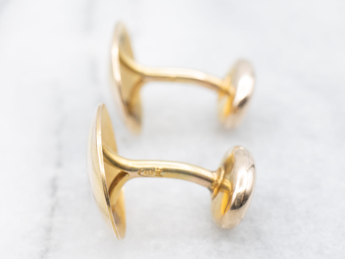 Exceptional Victorian Old English Engraved "C" Rose Gold Cufflinks