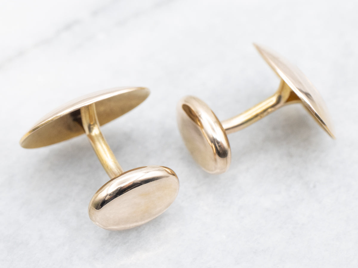 Exceptional Victorian Old English Engraved "C" Rose Gold Cufflinks
