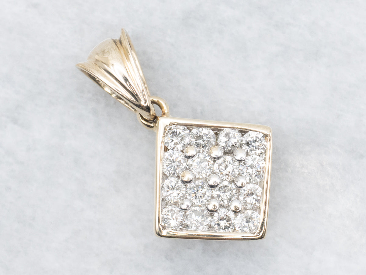 Sparkling Square Diamond Cluster Pendant