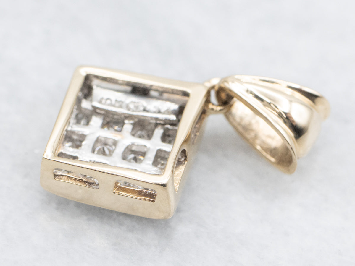 Sparkling Square Diamond Cluster Pendant