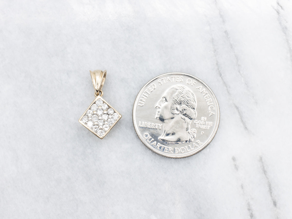 Sparkling Square Diamond Cluster Pendant