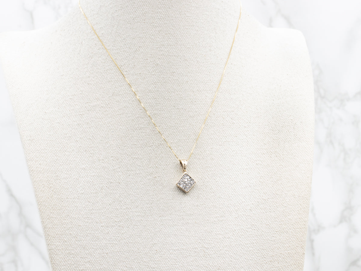 Sparkling Square Diamond Cluster Pendant