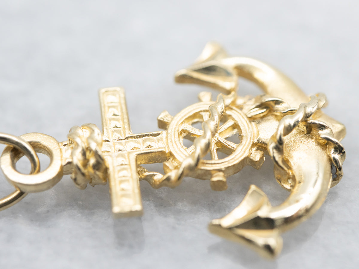 Vintage Gold Nautical Anchor Pendant