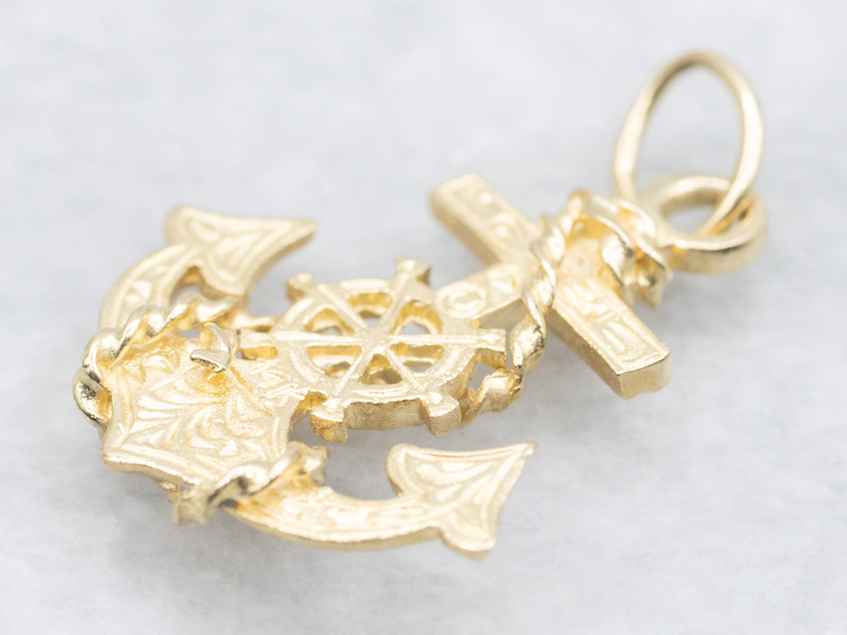 Vintage Gold Nautical Anchor Pendant