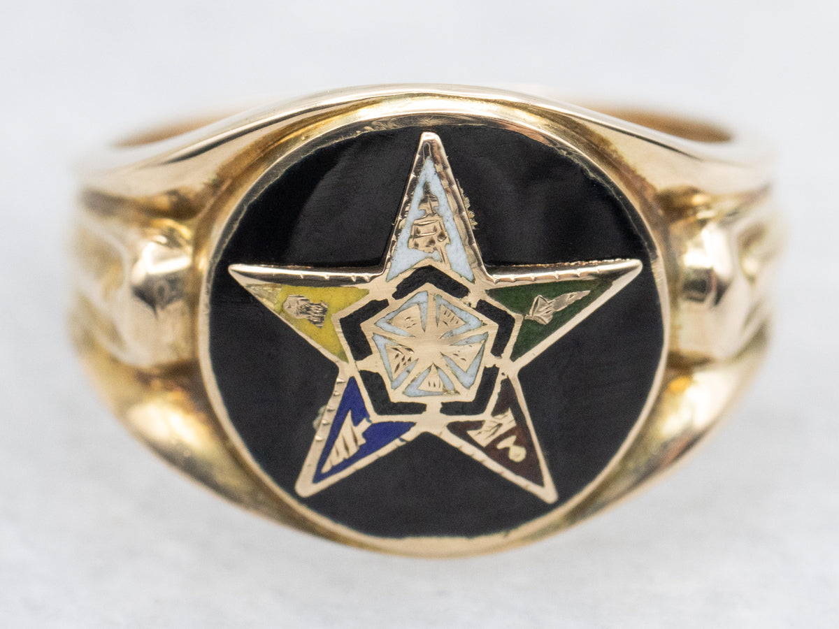 Antique Black Onyx Order of the Eastern Star Ring