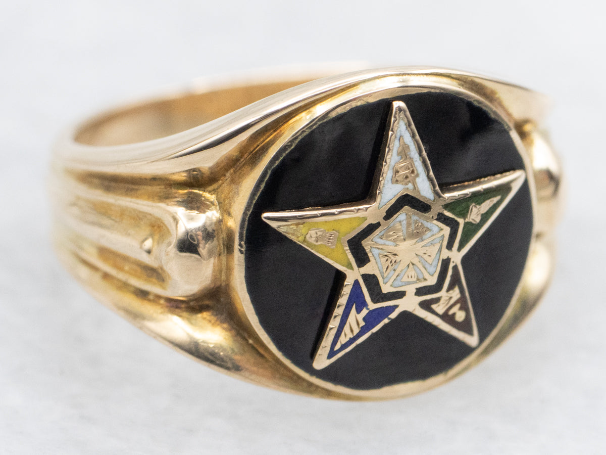 Antique Black Onyx Order of the Eastern Star Ring