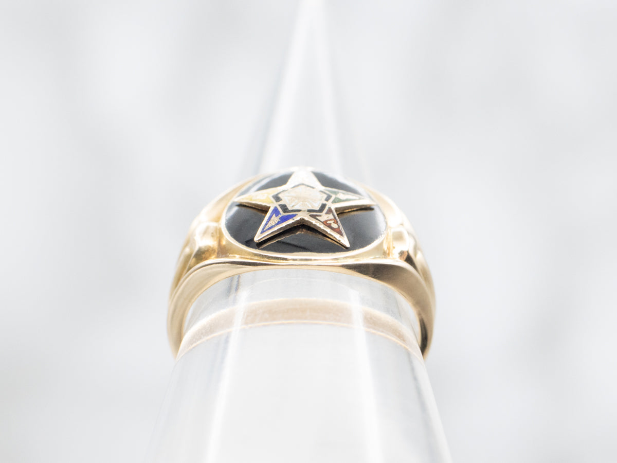 Antique Black Onyx Order of the Eastern Star Ring